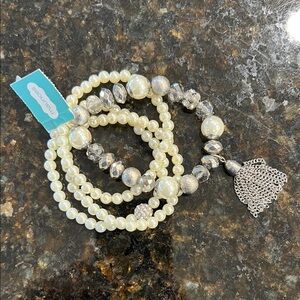 Maurices Pearl and Silver Beaded Bracelet